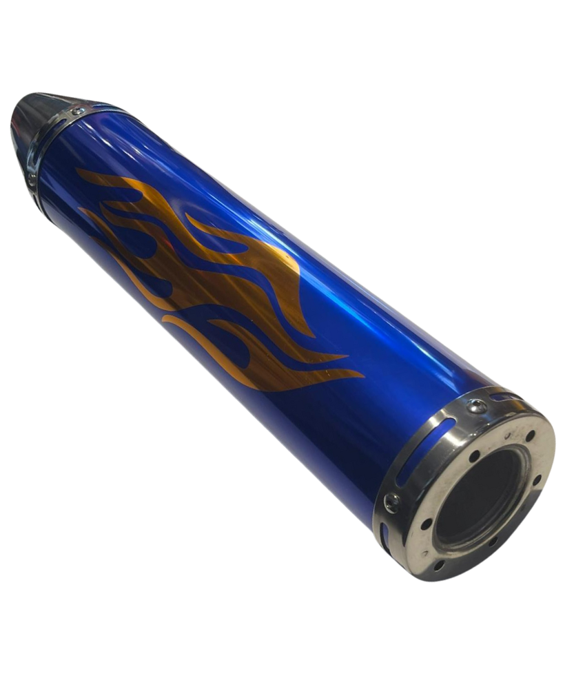 Cg- Cub Modifiye Performans Alev Desenli Motosiklet Egzoz Tüpü Gold