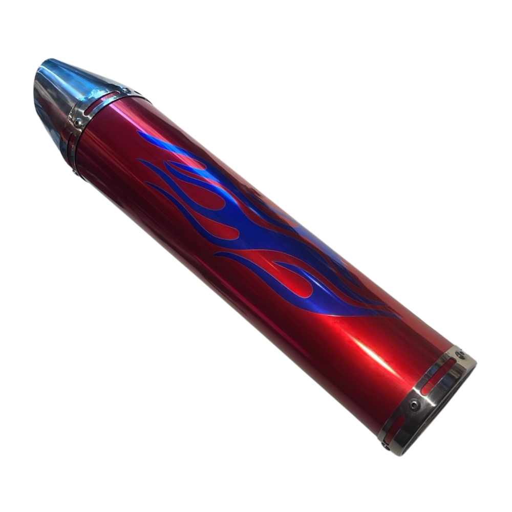 Cg- Cub Modifiye Performans Alev Desenli Motosiklet Egzoz Tüpü Gold