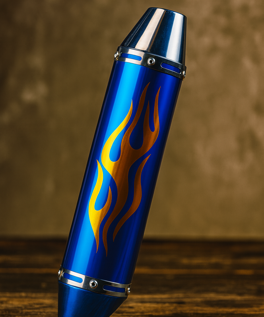 Cg- Cub Modifiye Performans Alev Desenli Motosiklet Egzoz Tüpü Gold