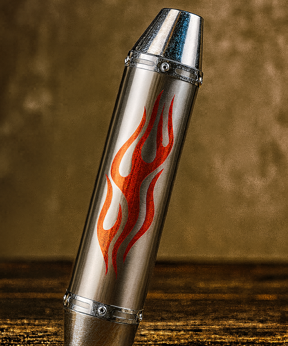 Cg- Cub Modifiye Performans Alev Desenli Motosiklet Egzoz Tüpü Gold