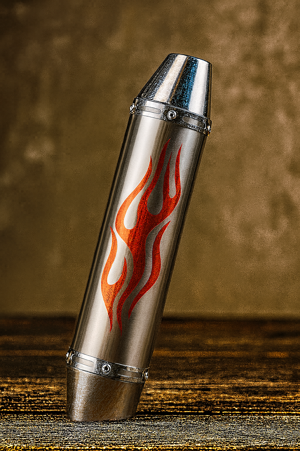 Cg- Cub Modifiye Performans Alev Desenli Motosiklet Egzoz Tüpü Gold