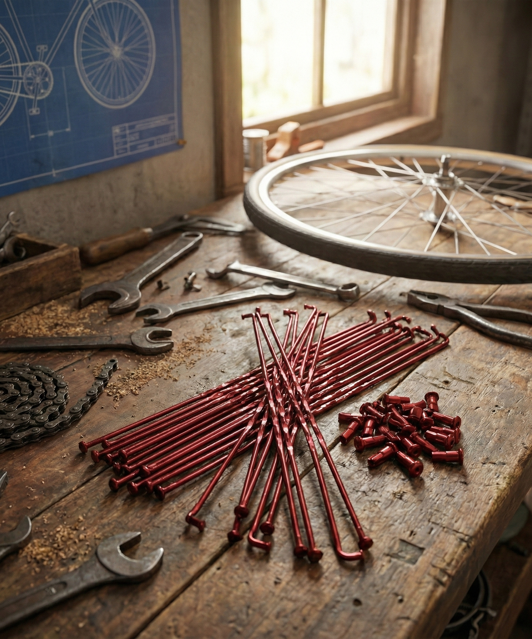 Cg Çita Uag Jant Teli ve Nipeli Kırmızı 17 inc Jant Uyumlu Kıvrımlı 36 Adet