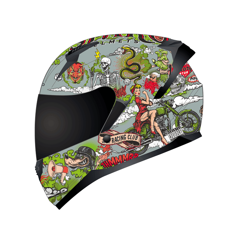 Shiro Full Face Sh-667sv Blaster Old Skull Güneş Gözlüklü Kask