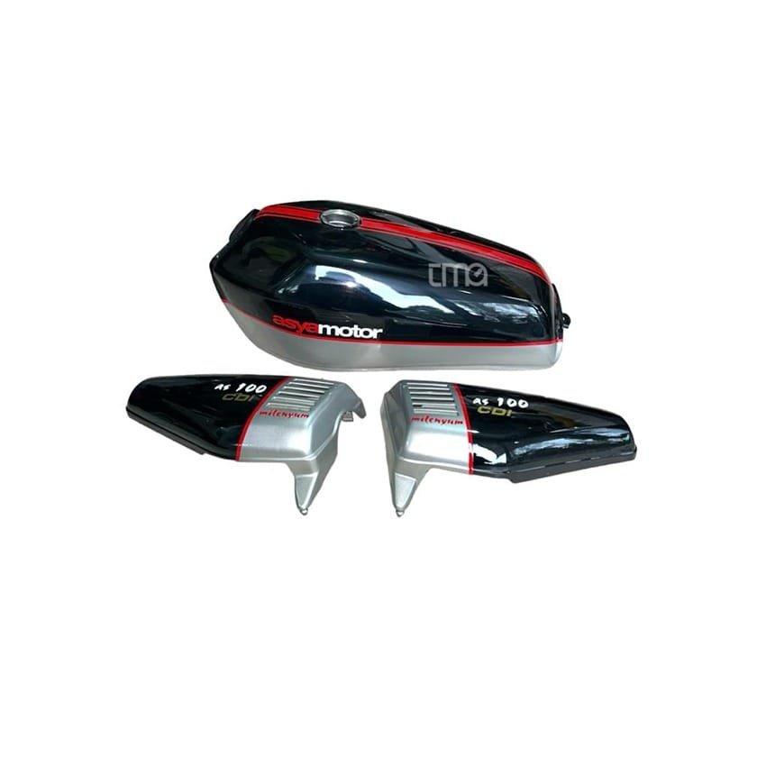 Asya As100 CG Depo ve Yan Kapak Takım Siyah Gri Orijinal