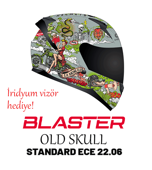 Shiro Full Face Sh-667sv Blaster Old Skull Güneş Gözlüklü Kask