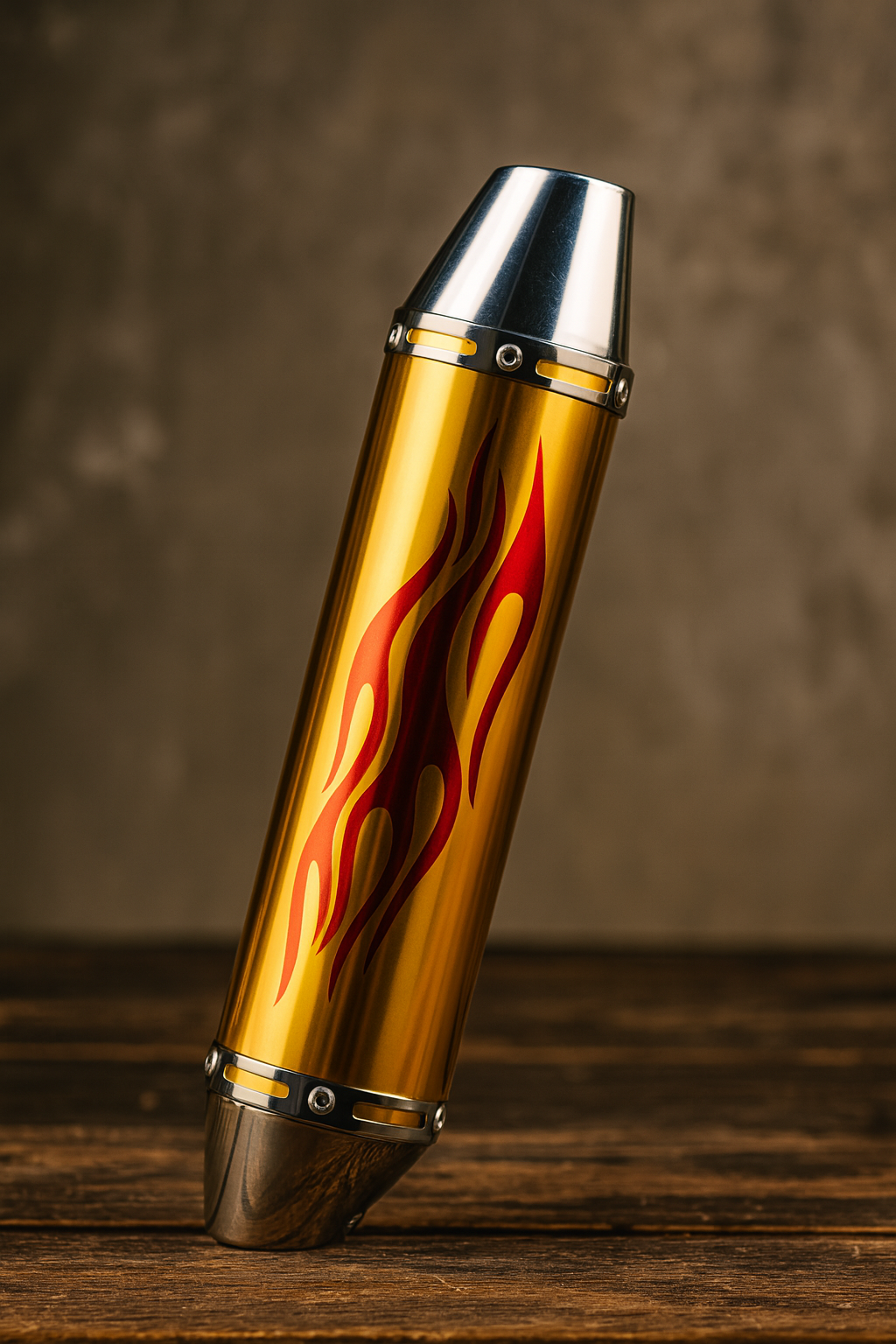 Cg- Cub Modifiye Performans Alev Desenli Motosiklet Egzoz Tüpü Gold