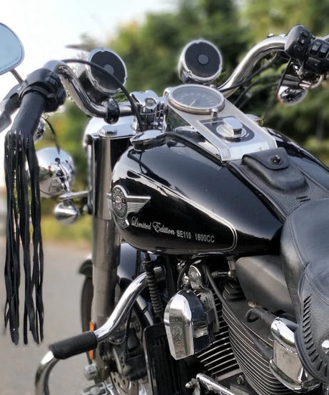 Motosiklet Gidon Püskülü Deri (Siyah)