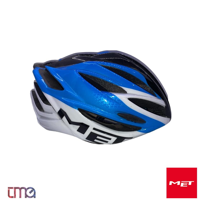MET Bisiklet Kaskı Mavi-Beyaz