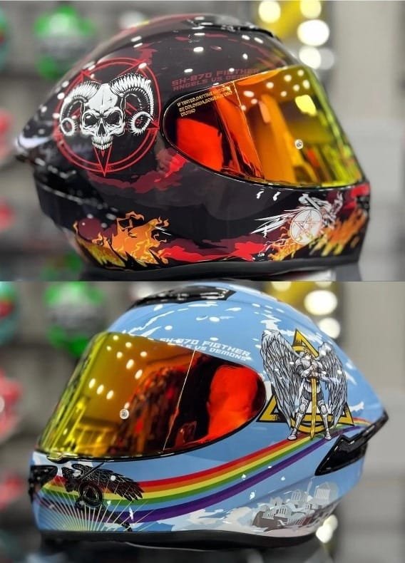 Shiro Fighter Angel vs Demon Full Face Kask