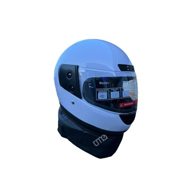 Kapalı Kask Çeneli İthal Deri Boğaz Korumalı Beyaz