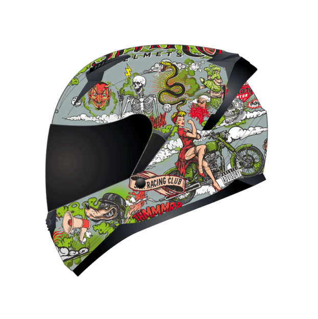 Shiro Full Face Sh-667sv Blaster Old Skull Güneş Gözlüklü Kask