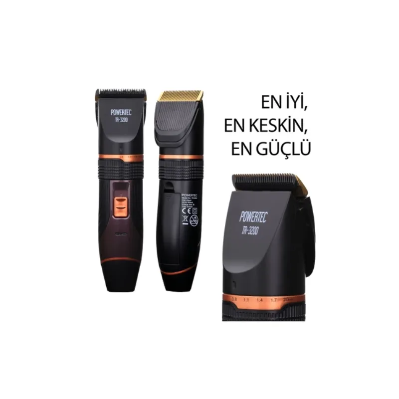 Powertec TR-3200 Kablosuz, Şarjlı Profesyonel Saç, Sakal, Ense, Vücut (Kesme-Düzeltme) Tıraş Makinası - Görsel 1