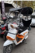 Scooter Motorsiklet Motor Yağmurluk SİYAH DESENLİ Yazlık Kışlık Çadır Şemsiye Gölgelik Tente
