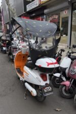 Scooter Motorsiklet Motor Yağmurluk SİYAH DESENLİ Yazlık Kışlık Çadır Şemsiye Gölgelik Tente - Görsel 2