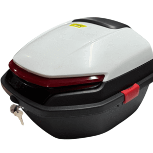 Motor Arka Bagaj Çantası 35 LT Led Sinyal ve Stoplu Beyaz Siyah