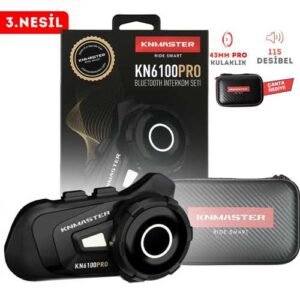 Knmaster KN6100 PRO Motosiklet Kask İnterkom Bluetooth Intercom Kulaklık Seti-SİYAH