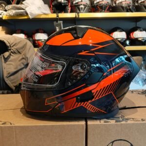 Parlak Turuncu-Siyah Jk 902 Çene Pedli Güneş Vizörlü Çeneden Açılır Kask