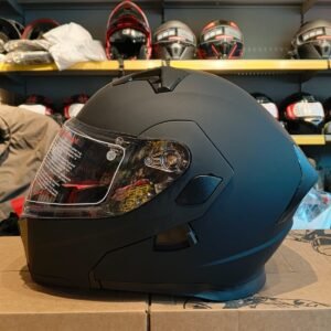 Mat Siyah Jk 902 Çene Pedli Güneş Vizörlü Çeneden Açılır Kask