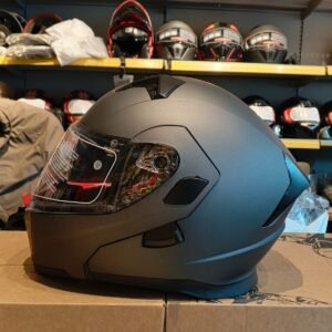 Mat Gri Jk 902 Çene Pedli Güneş Vizörlü Çeneden Açılır Kask