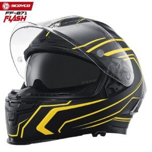 Scoyco 871 Flash Siyah Vizörlü Kapalı Kask